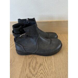 $195 Birkenstock Stowe Boots 39 8 Women's Black Leather Zipper Ankle Shoes